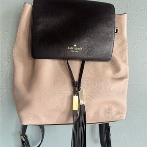 Kate Spade Black and Tan Backpack with Sleek Design